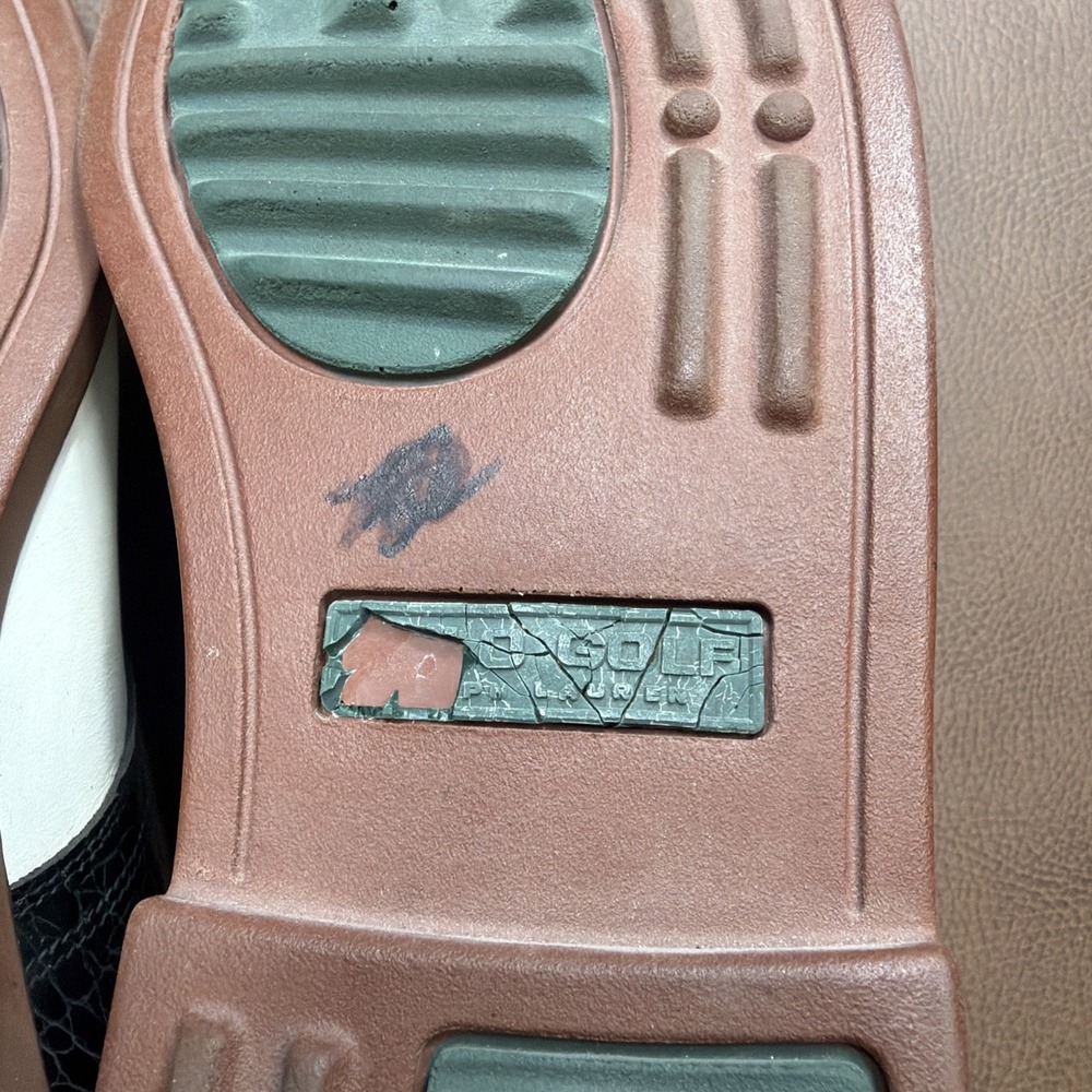 VTG 90's Polo Ralph Lauren CROC LEATHER Golf Shoes Mens Size 10.5 Made Portugal - Picture 9 of 14